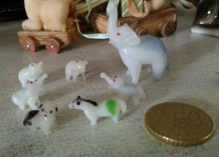 Lotto 7 Animaletti in Ceramica Cinese Vintage Elefanti Gatto Cavallo