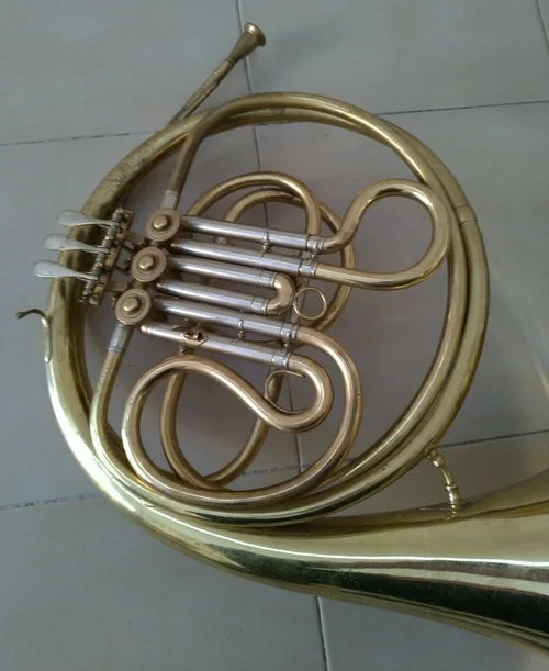 Rampone & Cazzani Milano Antico Corno Ottone Argento 3 Valvole Musica Strumento