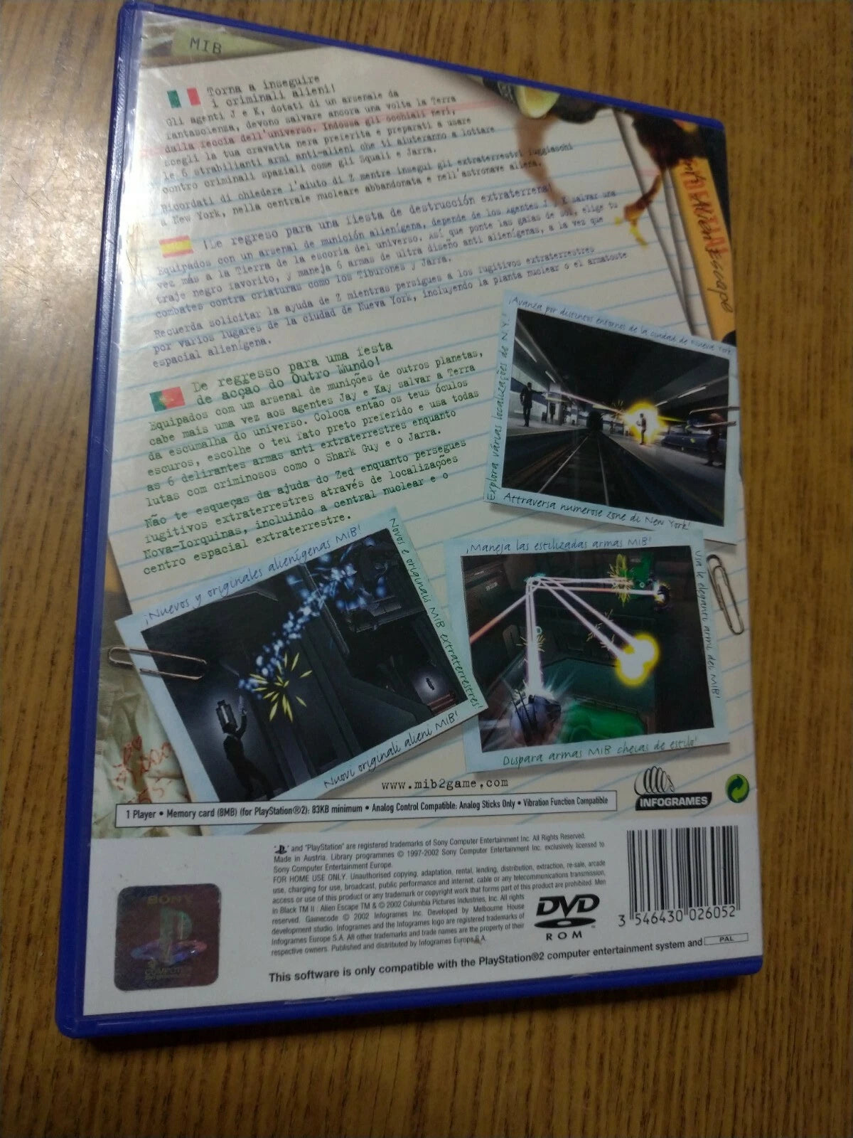 MIB MAN IN BLACK II ALIEN ESCAPE PS2 Playstation 2