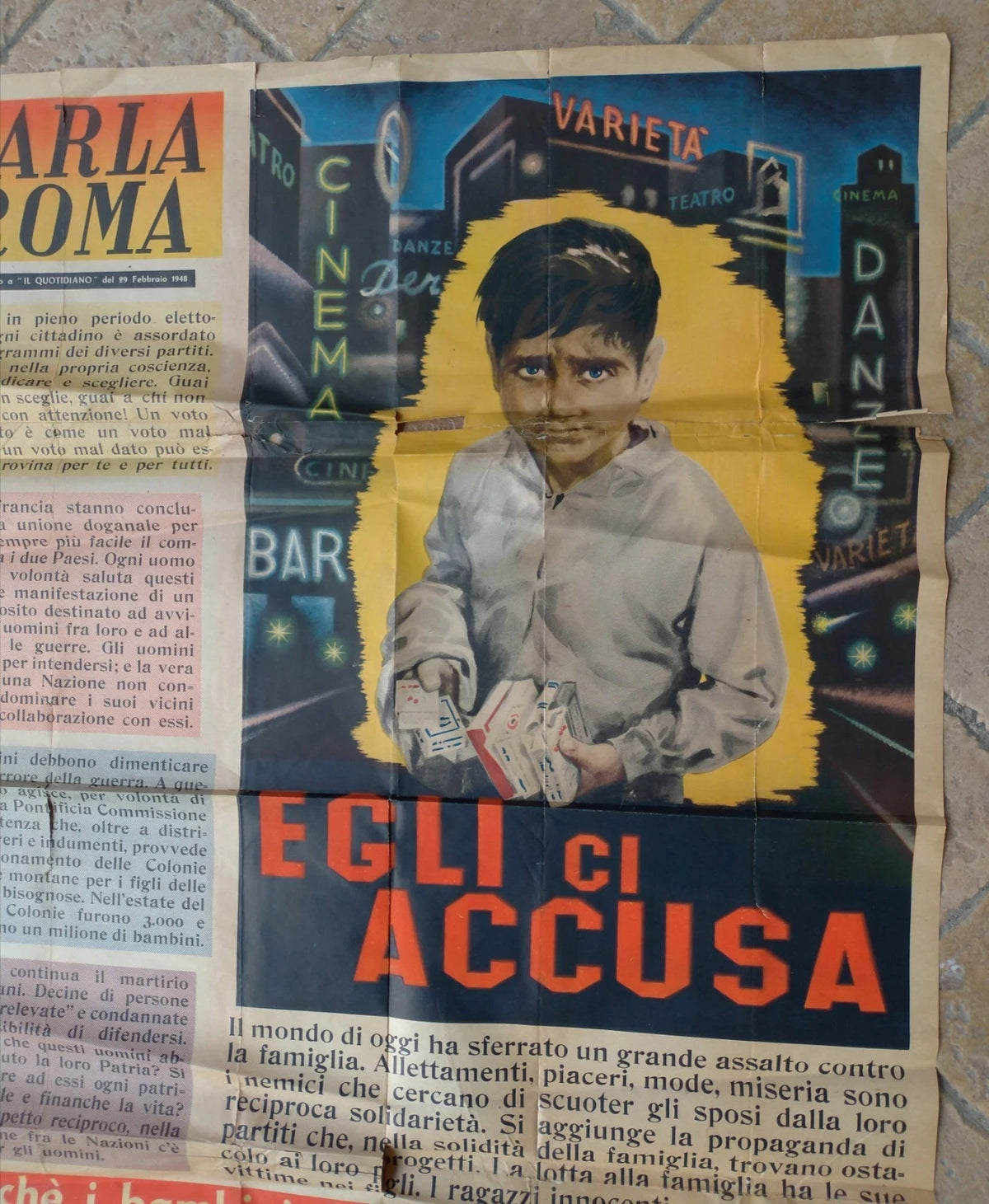 Manifesto 1948 - Parla Roma - Egli ci Accusa