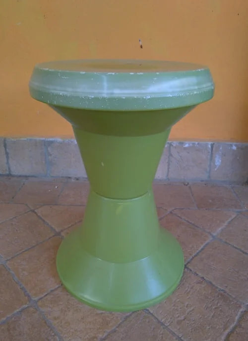 Sgabello Diablo Giganplast Vintage Verde Made in Italy 1970s Design