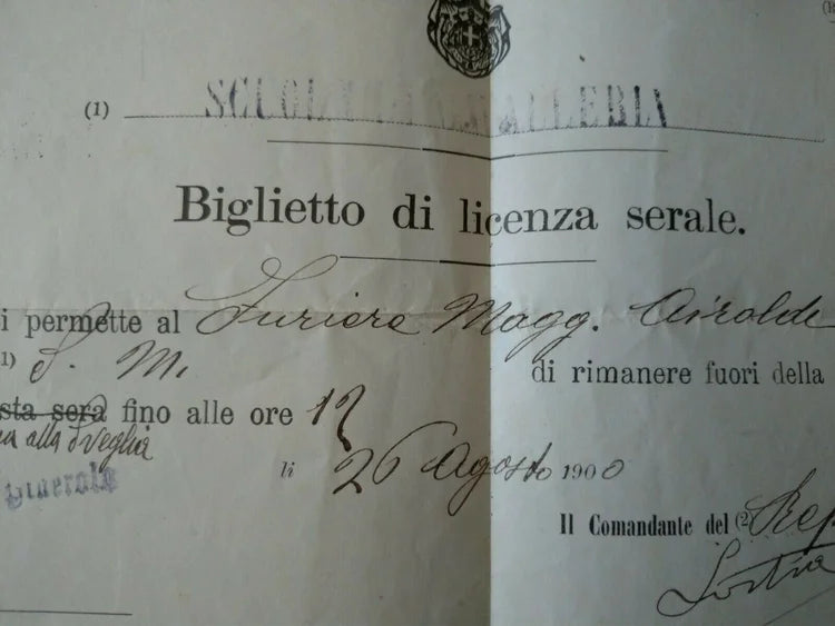 SCUOLA CAVALLERIA FURIERE MAGGIORE PINEROLO 26 Agosto 1900 ALESSANDRIA