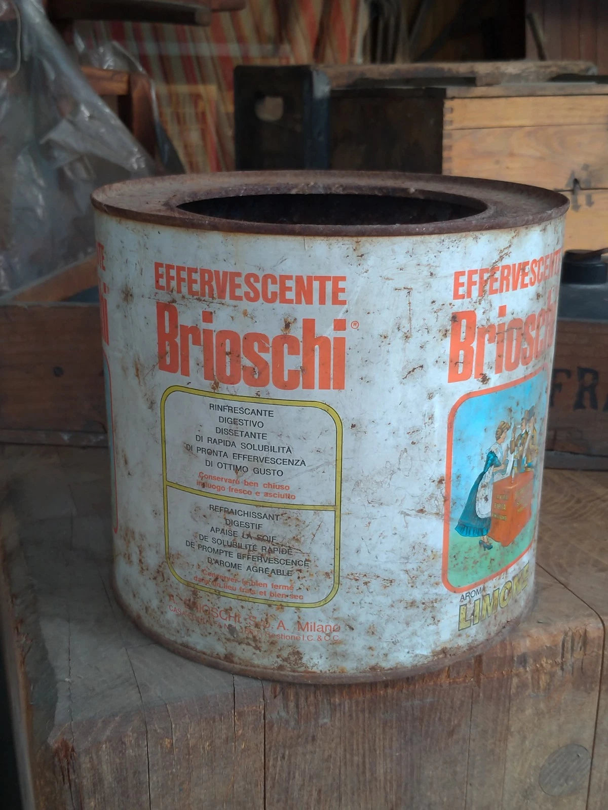 Scatola di Latta Vintage Brioschi Aroma Limone Effervescente