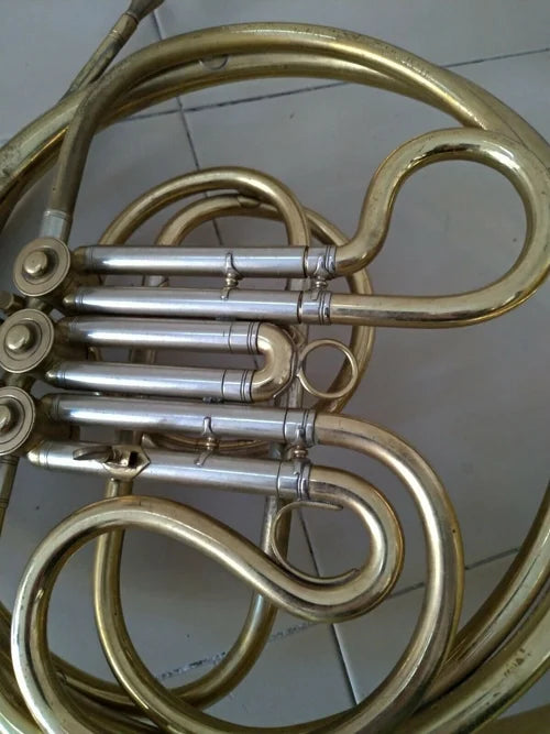 Rampone & Cazzani Milano Antico Corno Ottone Argento 3 Valvole Musica Strumento
