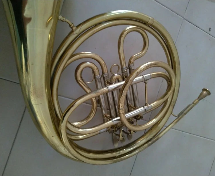 Rampone & Cazzani Milano Antico Corno Ottone Argento 3 Valvole Musica Strumento
