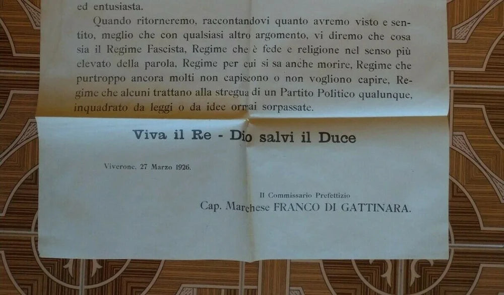 VIVERONE 27 28 Marzo 1926 DUCE MATTEOTTI RE FASCI DI COMBATTIMENTO
