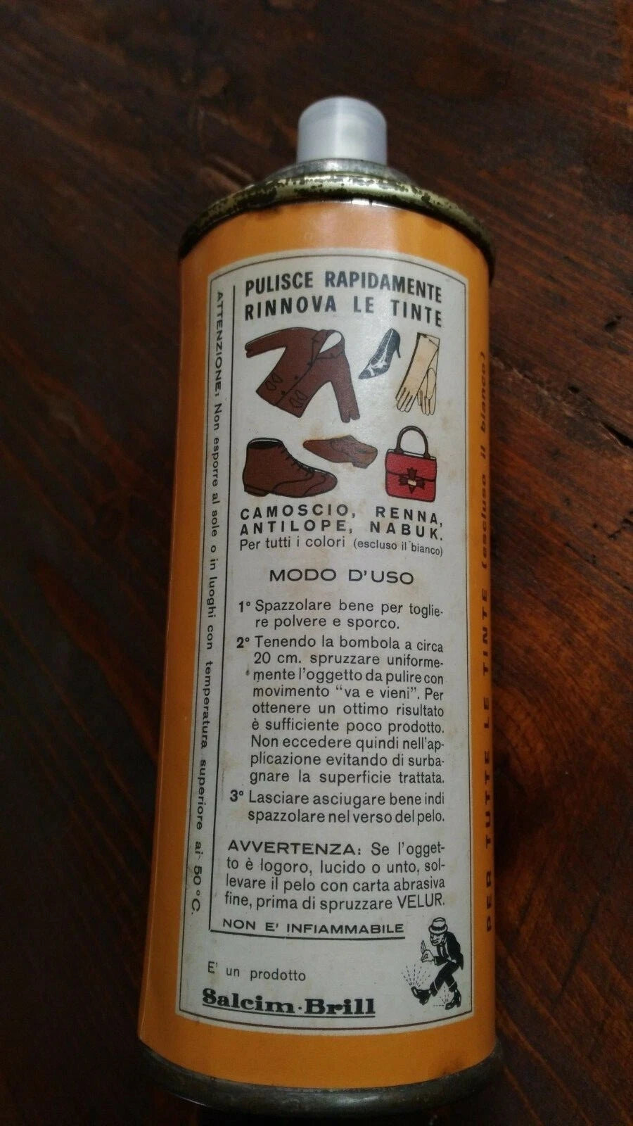 Velur DAIM Spray Salcim Brill Scarpe Shoes Cleaner Vintage 1960s