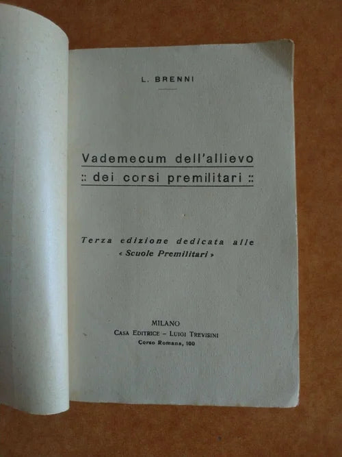1921 VADEMECUM ALLIEVO CORSI PRE MILITARI MILANO REGIO ESERCITO ITALIANO