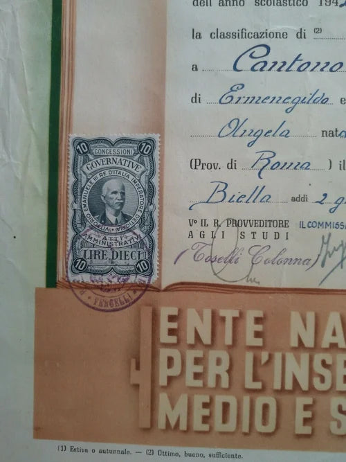 Biella 2 Giugno 1943 Diploma RSI