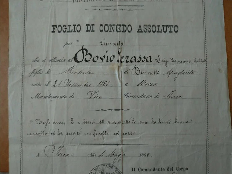 IVREA 4 MAGGIO 1888 BROSSO VICO 4 RGT ALPINI Milizia Regio Esercito Italiano