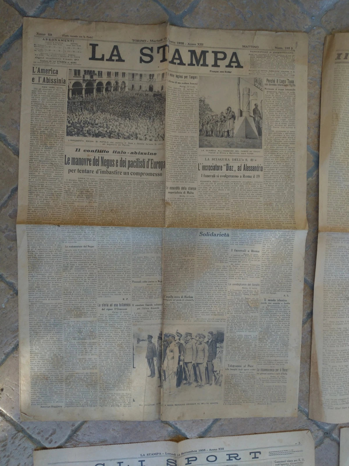 Lotto LA STAMPA 1935 Agosto Settembre 1938 Trieste 1941 DUCE MUSSOLINI Fascismo