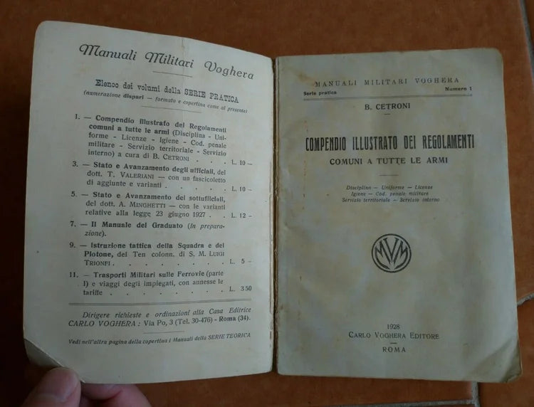 1928 REGIO ESERCITO ITALIANO MANUALE COMPENDIO REGOLAMENTI
