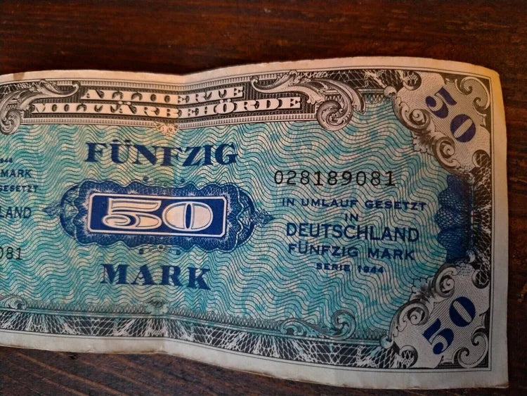 1944 ALLIIERTE MILITÄRBEHÖRDE 50 Mark Banconota Tedesca