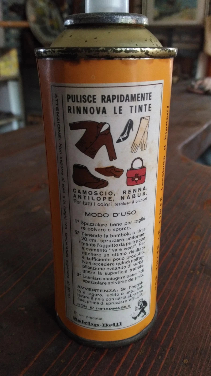 Velur DAIM Spray Salcim Brill Scarpe Shoes Cleaner Vintage 1960s