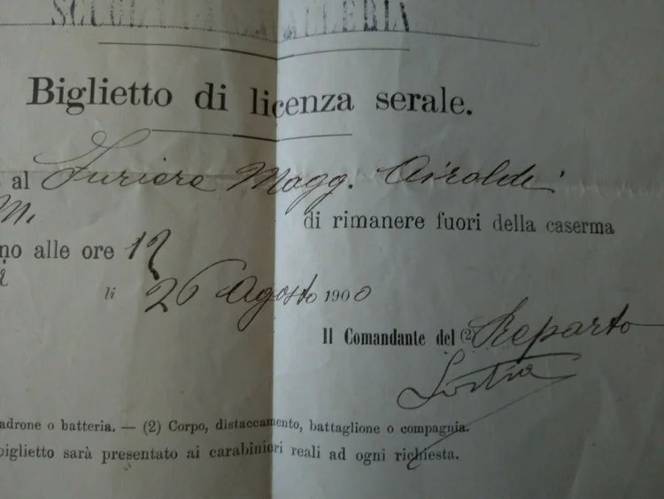 SCUOLA CAVALLERIA FURIERE MAGGIORE PINEROLO 26 Agosto 1900 ALESSANDRIA