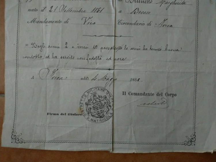 IVREA 4 MAGGIO 1888 BROSSO VICO 4 RGT ALPINI Milizia Regio Esercito Italiano