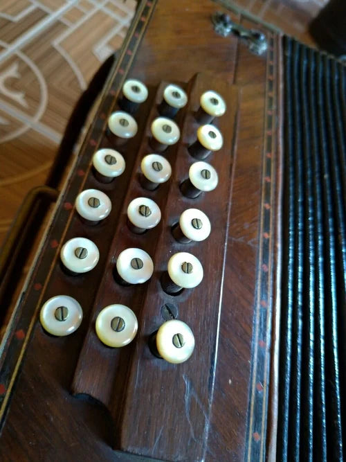 DITTA MERLO VERCELLI ITALIA anni 20 Antico Organetto Fisarmonica Madreperla e Legno