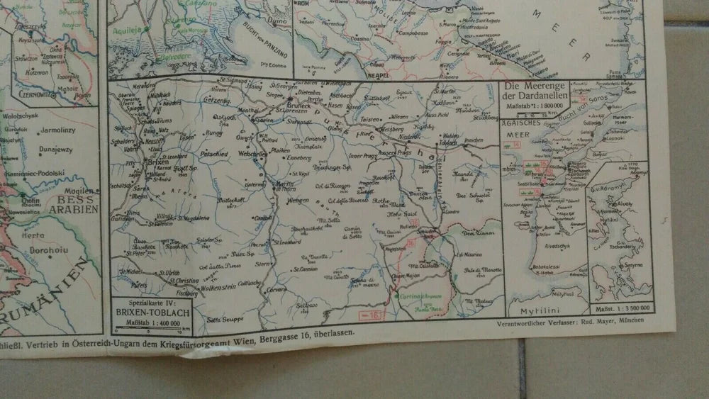 1915 Mappa Esercito Tedesco Argonne Verdun