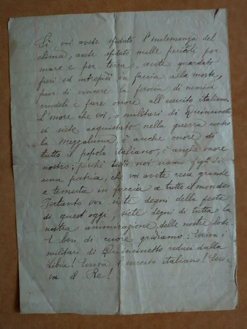 QUINCINETTO 4 Agosto 1912 GUERRA ITALO TURCA LIBIA REGIO ESERCITO ITALIANO