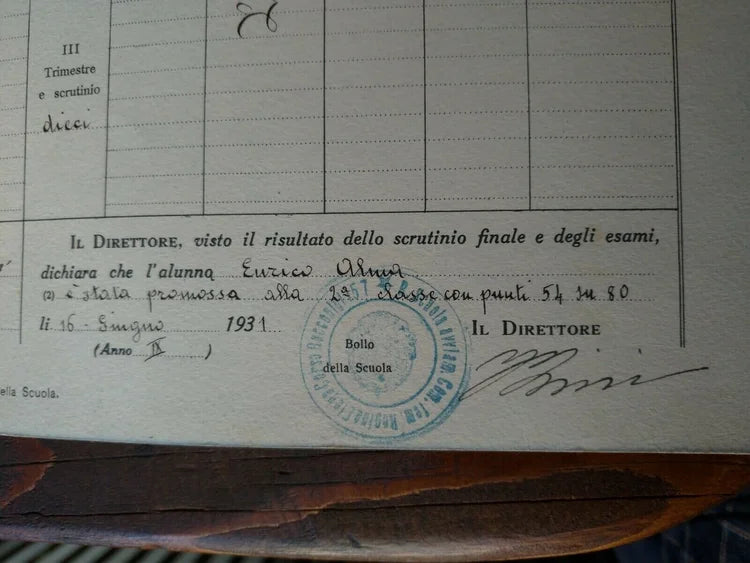 TORINO REGINA ELENA 1930 1931 PAGELLA ONB GIL
