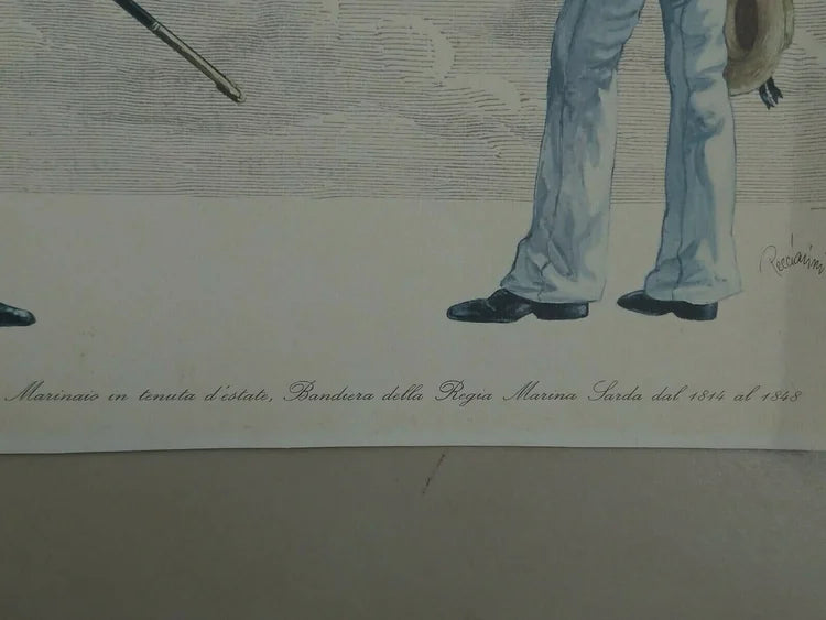 Regia Marina Sarda 1840 Sottotenente di Vascello Marinaio Bandiera 1814 1848