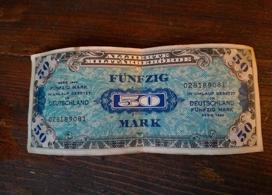 1944 ALLIIERTE MILITÄRBEHÖRDE 50 Mark Banconota Tedesca