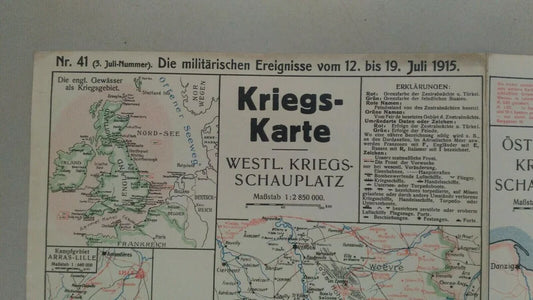1915 Mappa Esercito Tedesco Argonne Verdun