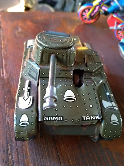 GAMA TANK D.R.G.M. PANZER CARRO ARMATO LATTA MADE in WESTERN GERMANY 1950s US Army