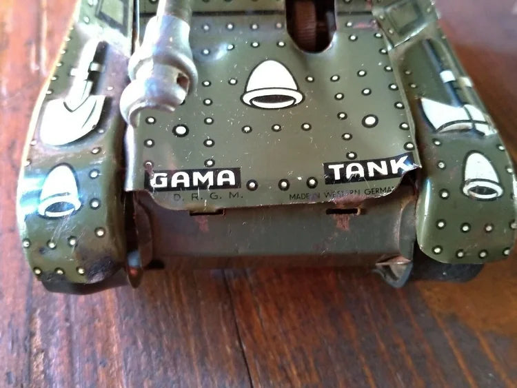 GAMA TANK D.R.G.M. PANZER CARRO ARMATO LATTA MADE in WESTERN GERMANY 1950s US Army
