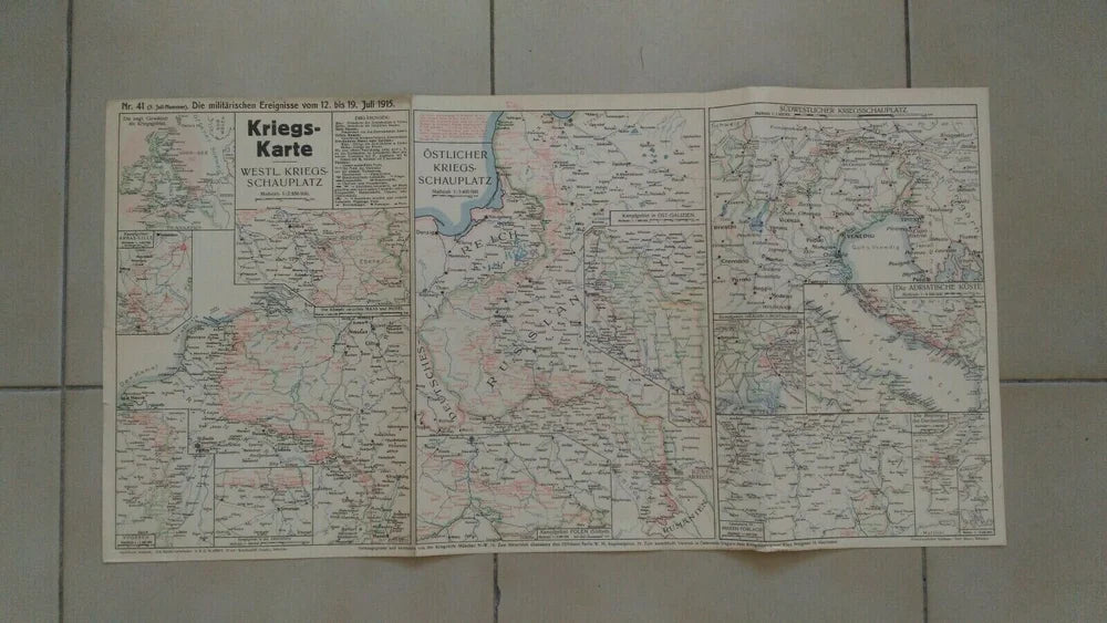 1915 Mappa Esercito Tedesco Argonne Verdun