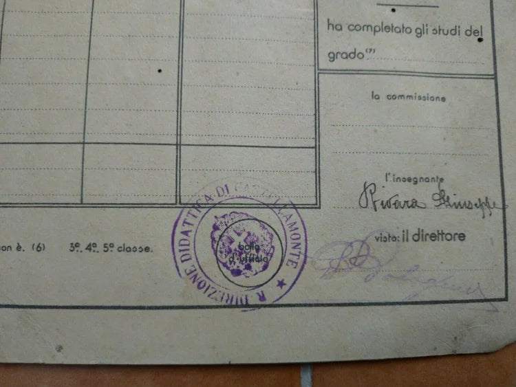 Olivetti Meugliano Vico Canavese Pagella 1935 36
