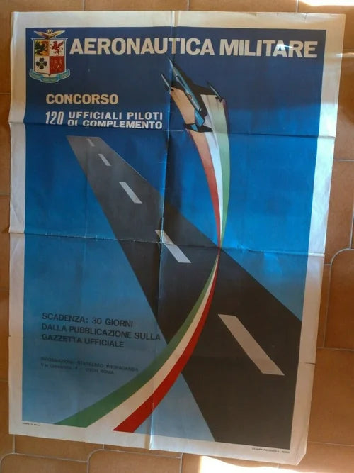 AERONAUTICA MILITARE Concorso UFFICIALI PILOTI ROMA Manifesto Originale