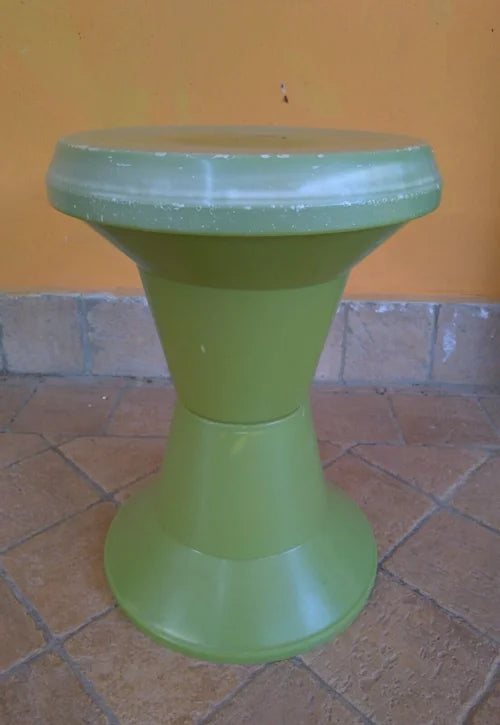 Sgabello Diablo Giganplast Vintage Verde Made in Italy 1970s Design