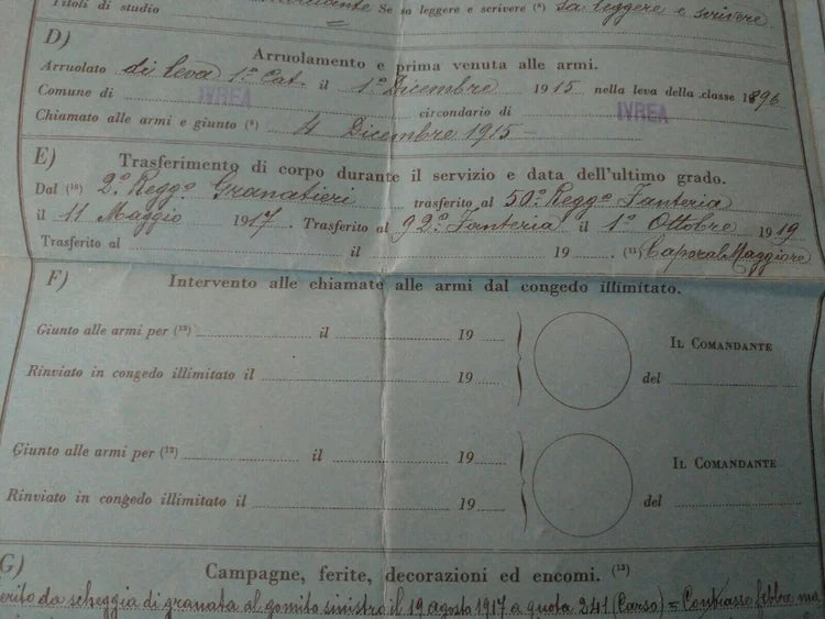 2° RGT GRANATIERI di SARDEGNA CARSO Quota 241 Ferito IVREA Regio Esercito