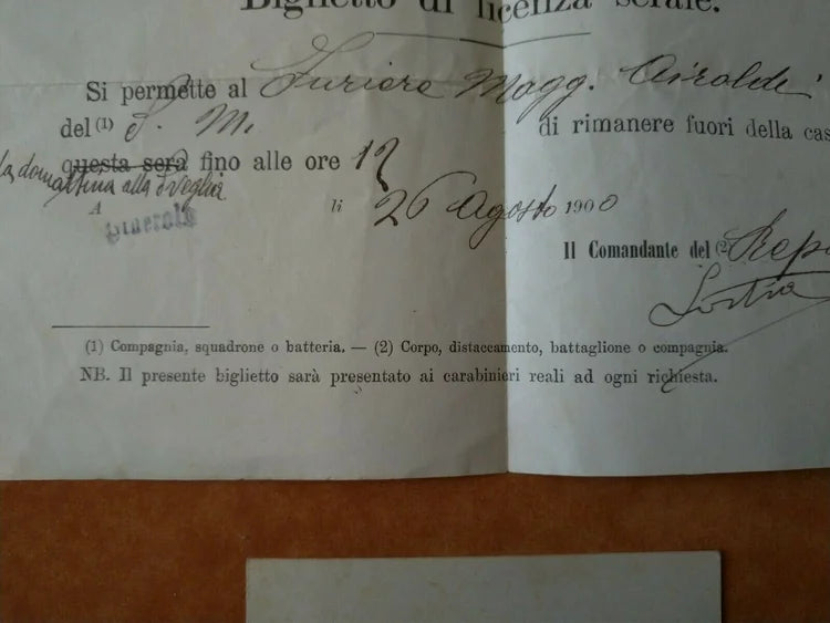 SCUOLA CAVALLERIA FURIERE MAGGIORE PINEROLO 26 Agosto 1900 ALESSANDRIA