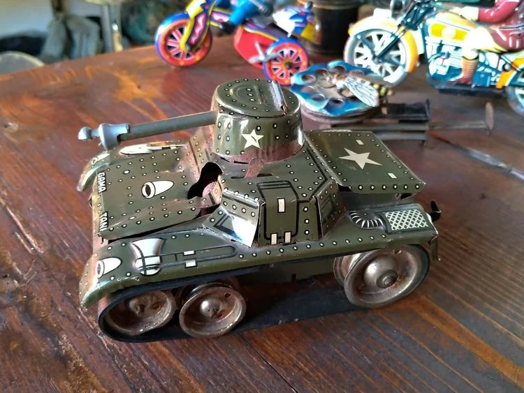 GAMA TANK D.R.G.M. PANZER CARRO ARMATO LATTA MADE in WESTERN GERMANY 1950s US Army