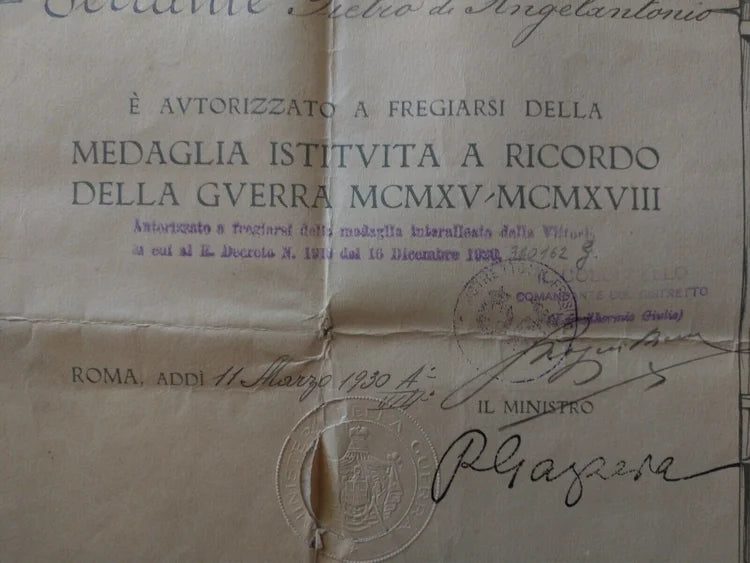 WWI Medaglia Interalleata 1888 FERRANTE FROSINONE Orsolini Lorioli & Castelli GAZZERA REI