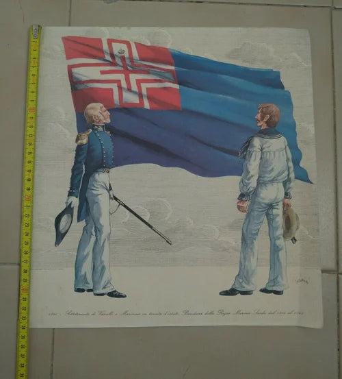 Regia Marina Sarda 1840 Sottotenente di Vascello Marinaio Bandiera 1814 1848