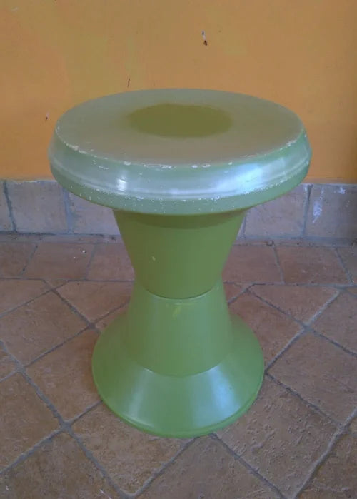 Sgabello Diablo Giganplast Vintage Verde Made in Italy 1970s Design