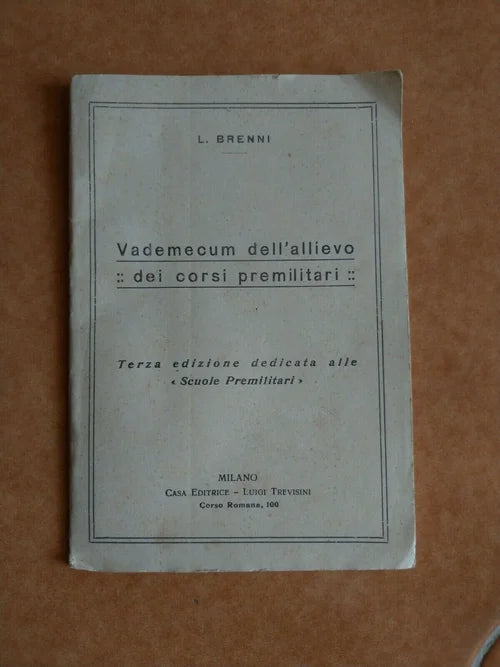 1921 VADEMECUM ALLIEVO CORSI PRE MILITARI MILANO REGIO ESERCITO ITALIANO