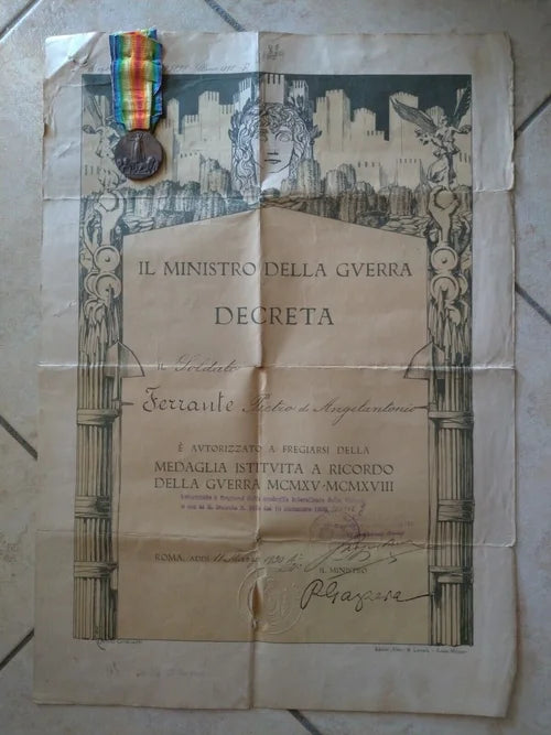 WWI Medaglia Interalleata 1888 FERRANTE FROSINONE Orsolini Lorioli & Castelli GAZZERA REI