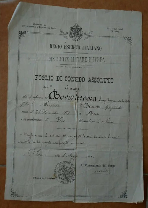 IVREA 4 MAGGIO 1888 BROSSO VICO 4 RGT ALPINI Milizia Regio Esercito Italiano