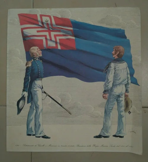 Regia Marina Sarda 1840 Sottotenente di Vascello Marinaio Bandiera 1814 1848